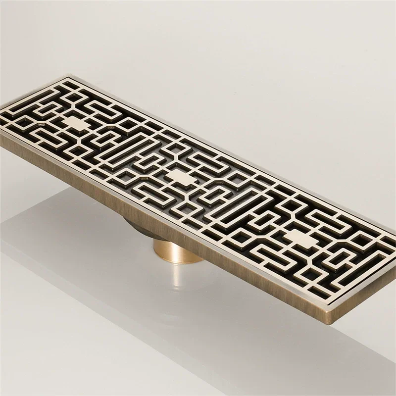 Square Antique Bronze Floor Drain 30m Brass Bathroom Drainer Bathroom AntiBlocking Deodorant Chrome Floor Drain Water Leakage