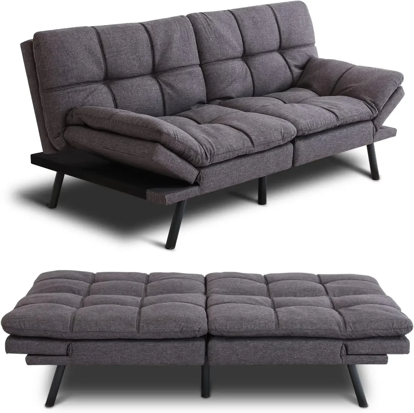 Rozkładana sofa Futon z pianki z pamięcią kształtu Rozkładana kanapa typu Futon, nowoczesna kanapa Futon Fotel miłosny z regulowanym podłokietnikiem