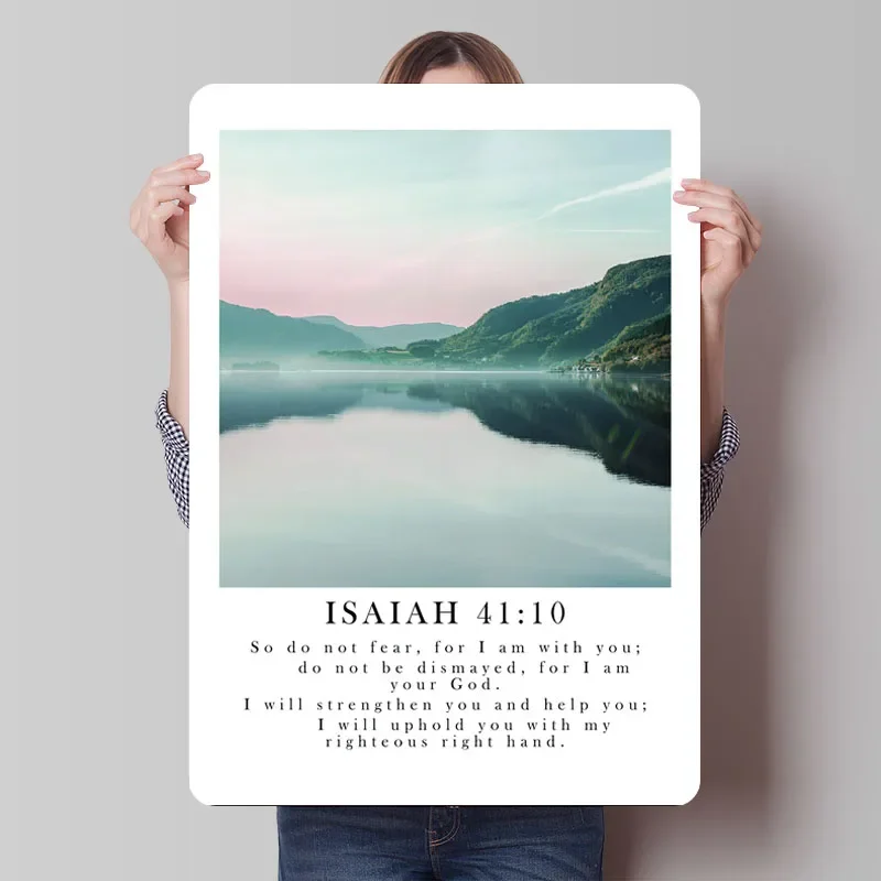 

Плакат с библейским стихом-Исааий 41:10, жестяные знаки, вдохновляющий постер, винтажный домашний декор, винтажная металлическая пластина, настенная художественная комната