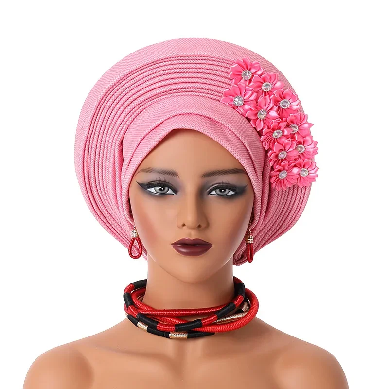 Nigeria Auto Gele Headtie al gemaakt 2024 Aso Oke Sego Gele Afrikaanse hoed tulband femme motorkap hoofd wrap hoge kwaliteit hijab cap