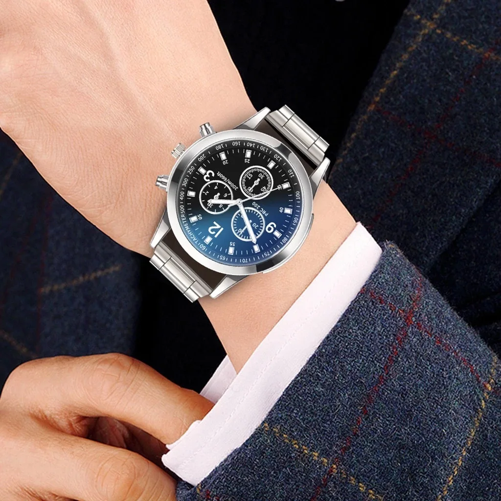 Reloj redondo informal de lujo Para Hombre, cronógrafo romano de Blu-ray a la moda