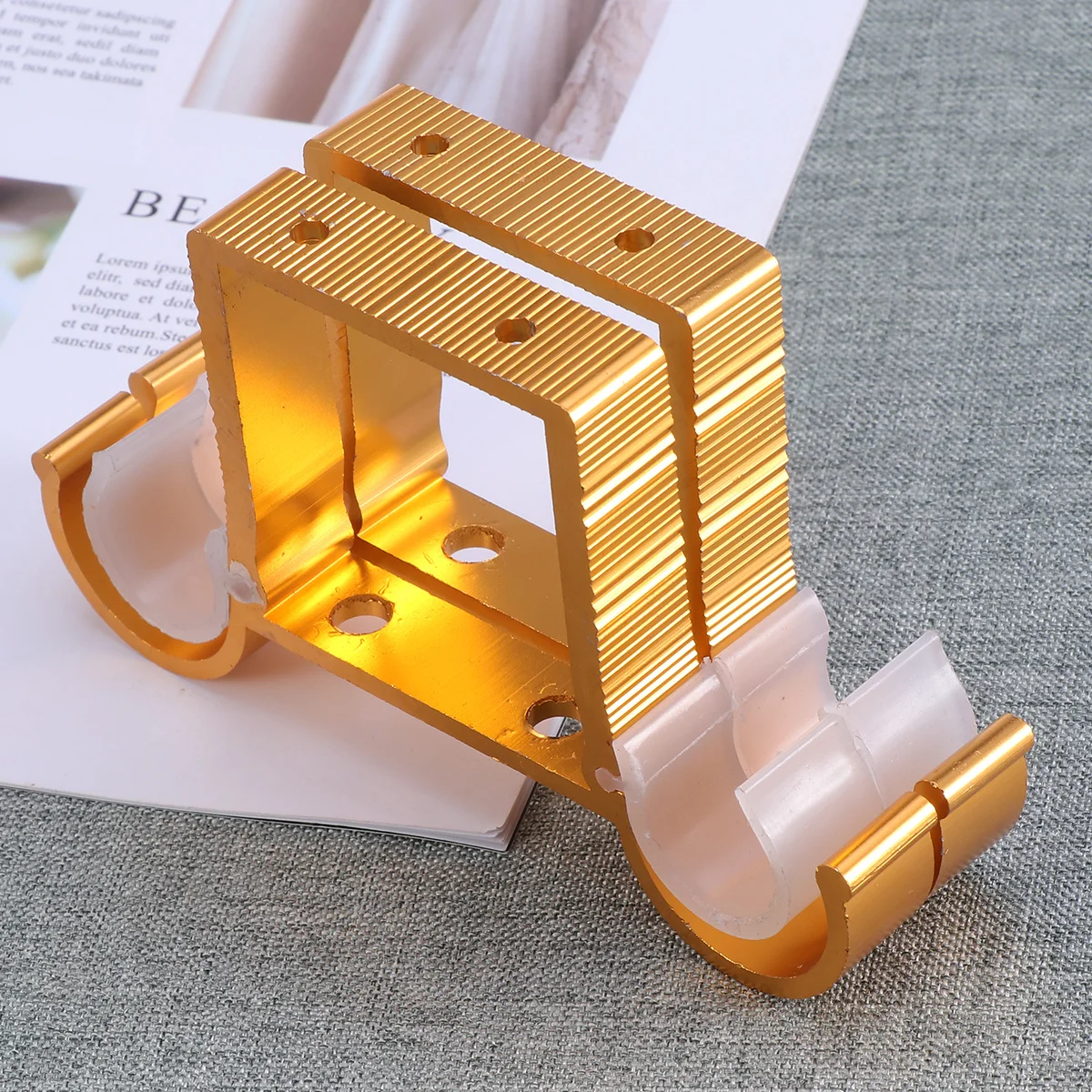 

2pcs Aluminum Alloy Thick Double Hook Curtain Rod For Heavy Curtains Modern Style Red Color Curtain Bracket Hooks Rod Mounting