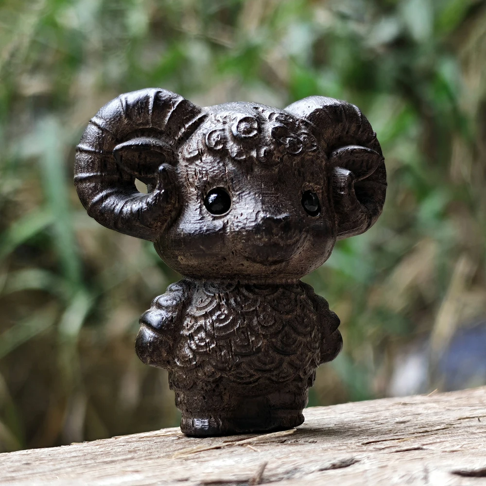 Hand-Carved Wooden Sheep Figurine Ornament, Simple Style, Suitable for Creative Desktop Decorations, Office, Fireplace, Home Decor, New Year Gifts, Birthday Gifts, Men's Gifts, Back-To-School Season Gifts