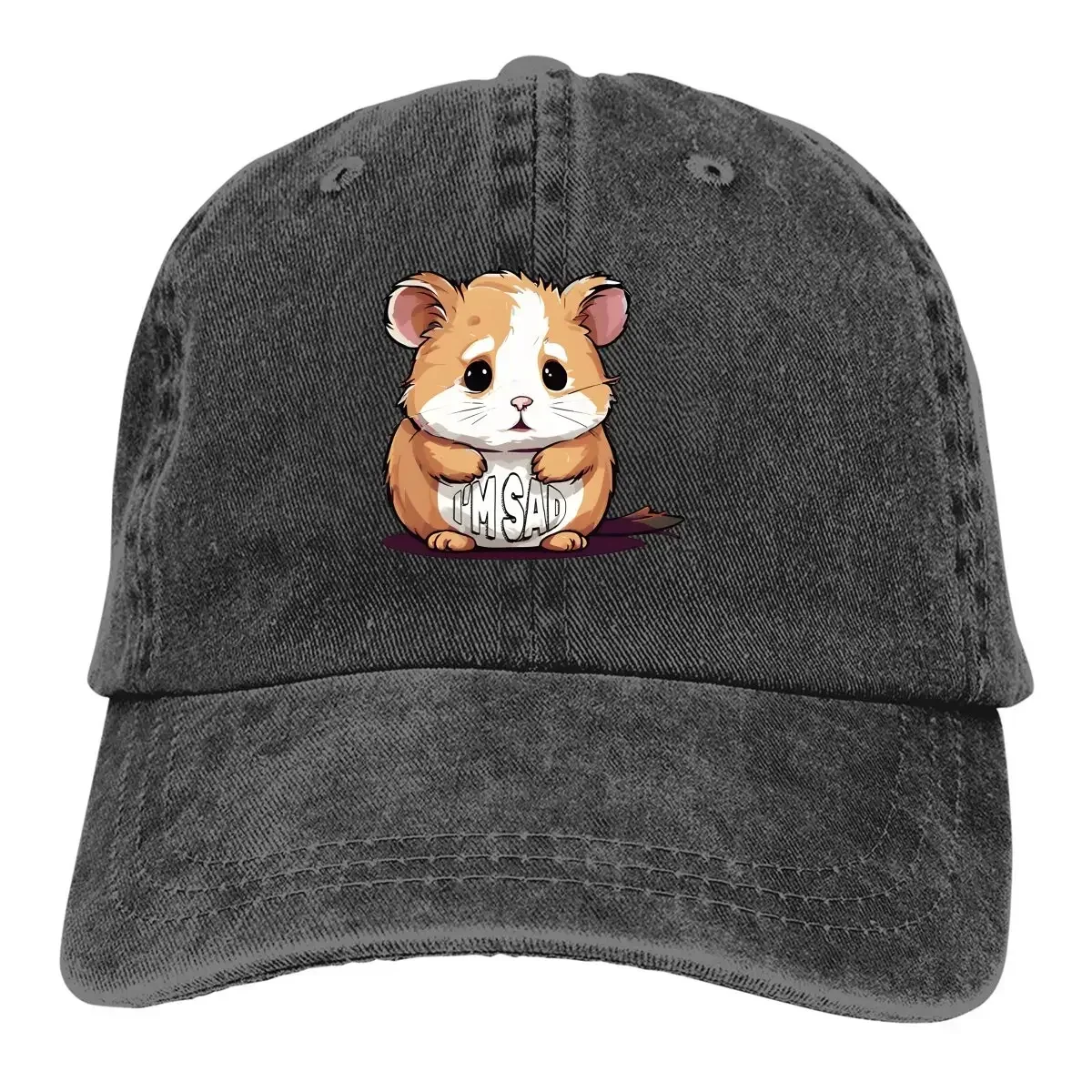 Washed Men's Baseball Cap Kawaii Trucker Snapback Cowboy Caps Dad Hat Sad Hamster GuIfHats