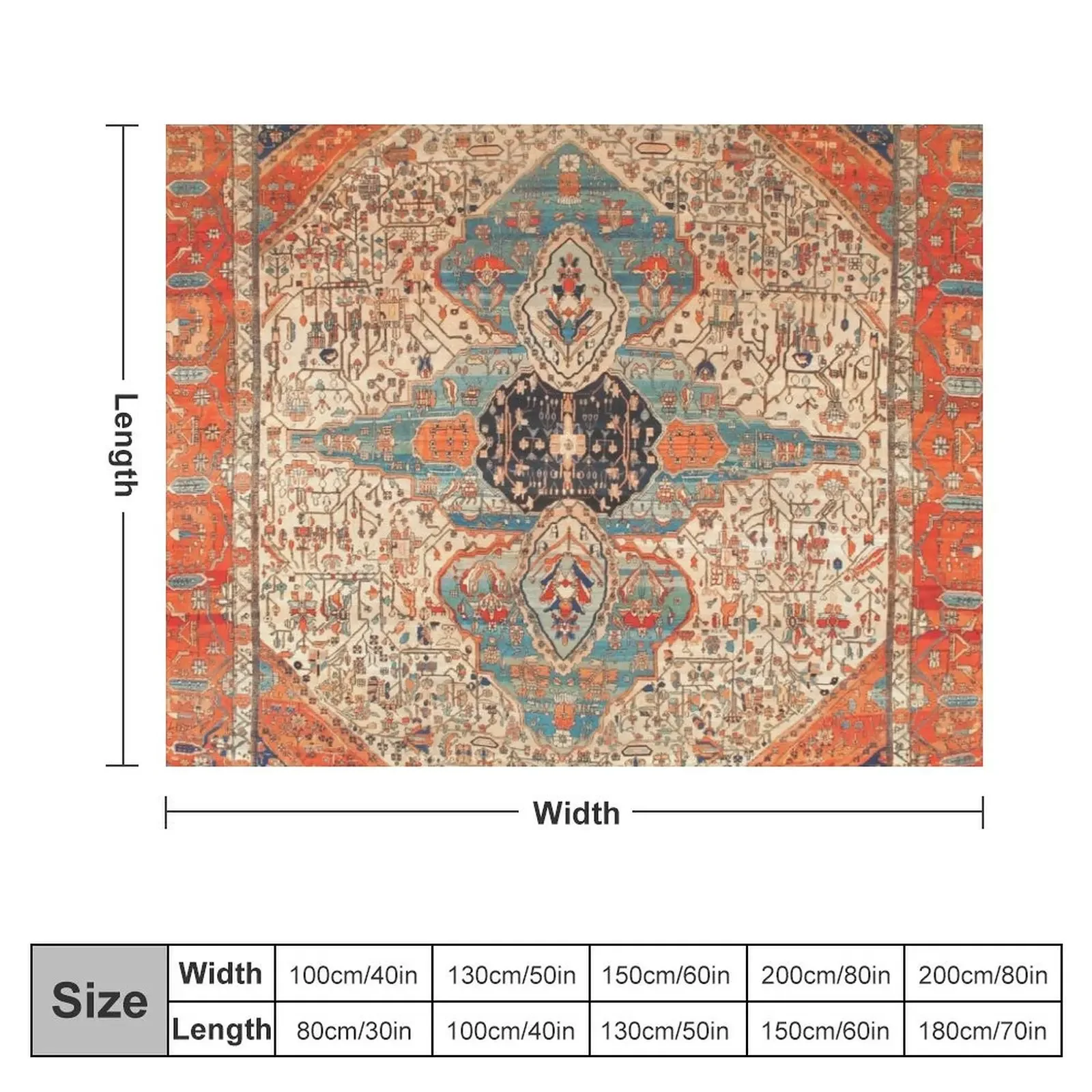 Mohtashan Kashan Persian Rug Print Throw Blanket Stuffeds Hairys Blankets For Sofas Shaggy Blankets