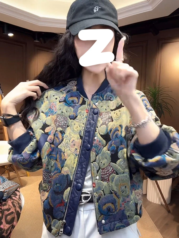 ريترو طباعة ort البيسبول Jaet المرأة ربيع الخريف 2025 جديد ular تنوعا أعلى العالمي سستة جولة Ne Long Sve #3