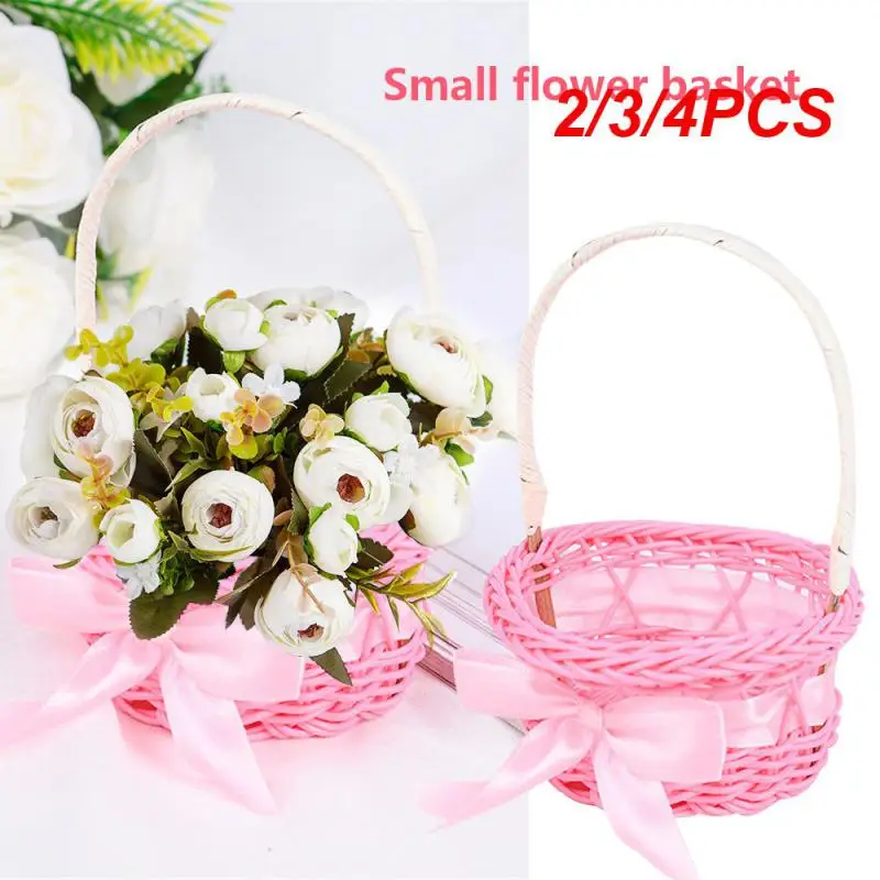 2/3/4PCS A Gift Basket Non-toxic Portable Toy Trimmer Hand-woven Rattan Flower Basket Zongzi Gift Basket Storage Basket Durable