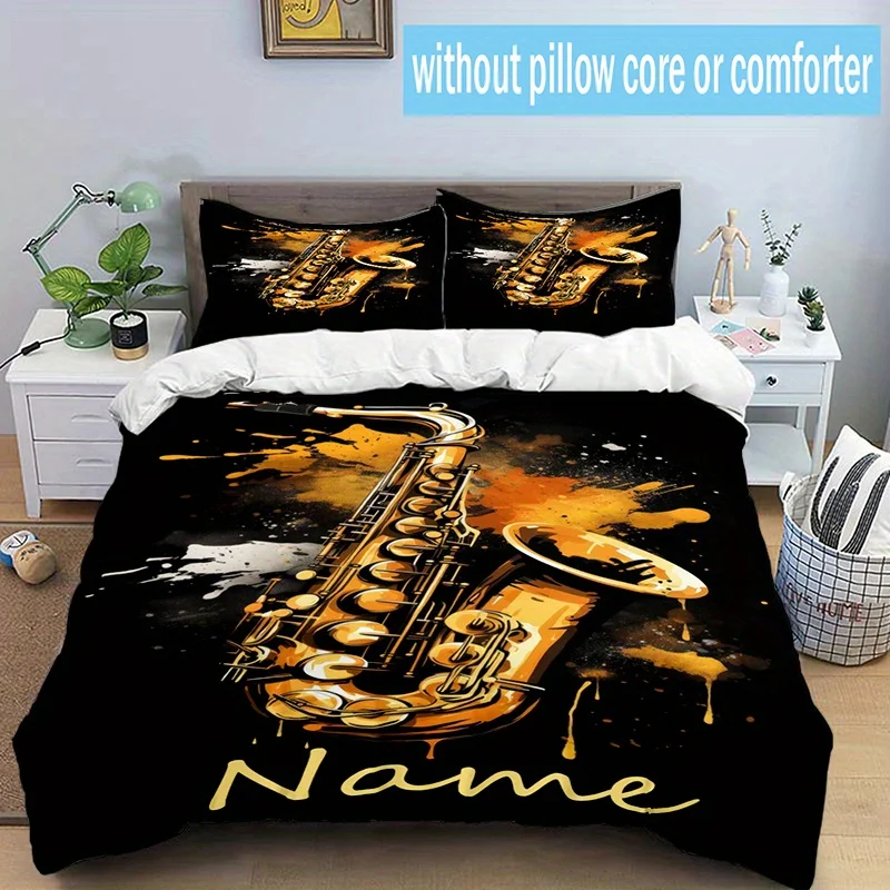 Name Custom Bedding Set Golden Instrument Polyester Duvet Cover Single Twin Queen King Size for Home Decoration Birthday Gift