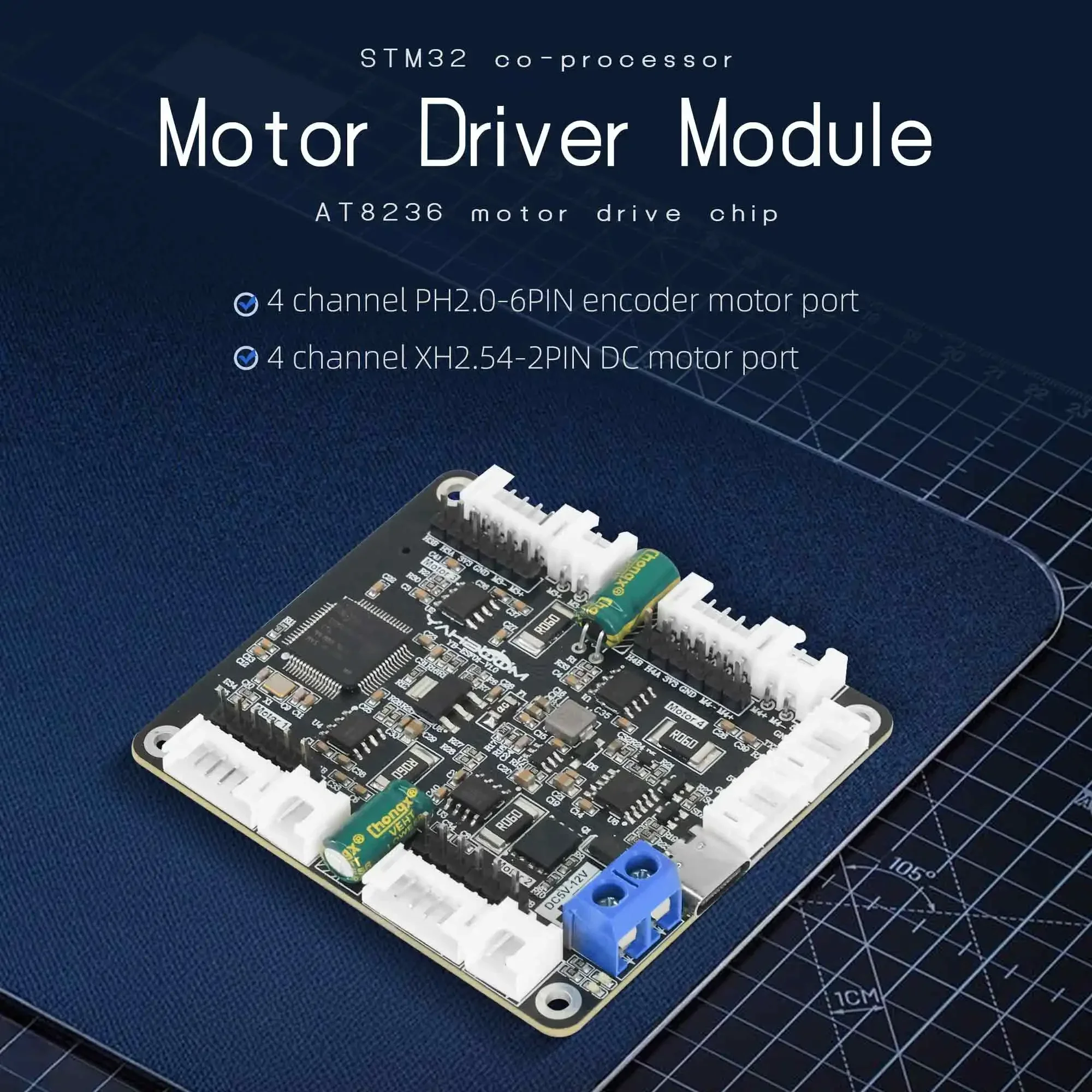 Yahboom 4-Channel Encoder Motor Driver Module Voltage Regulation Circuit Onboard DIY Small Robot Car Electronic Project