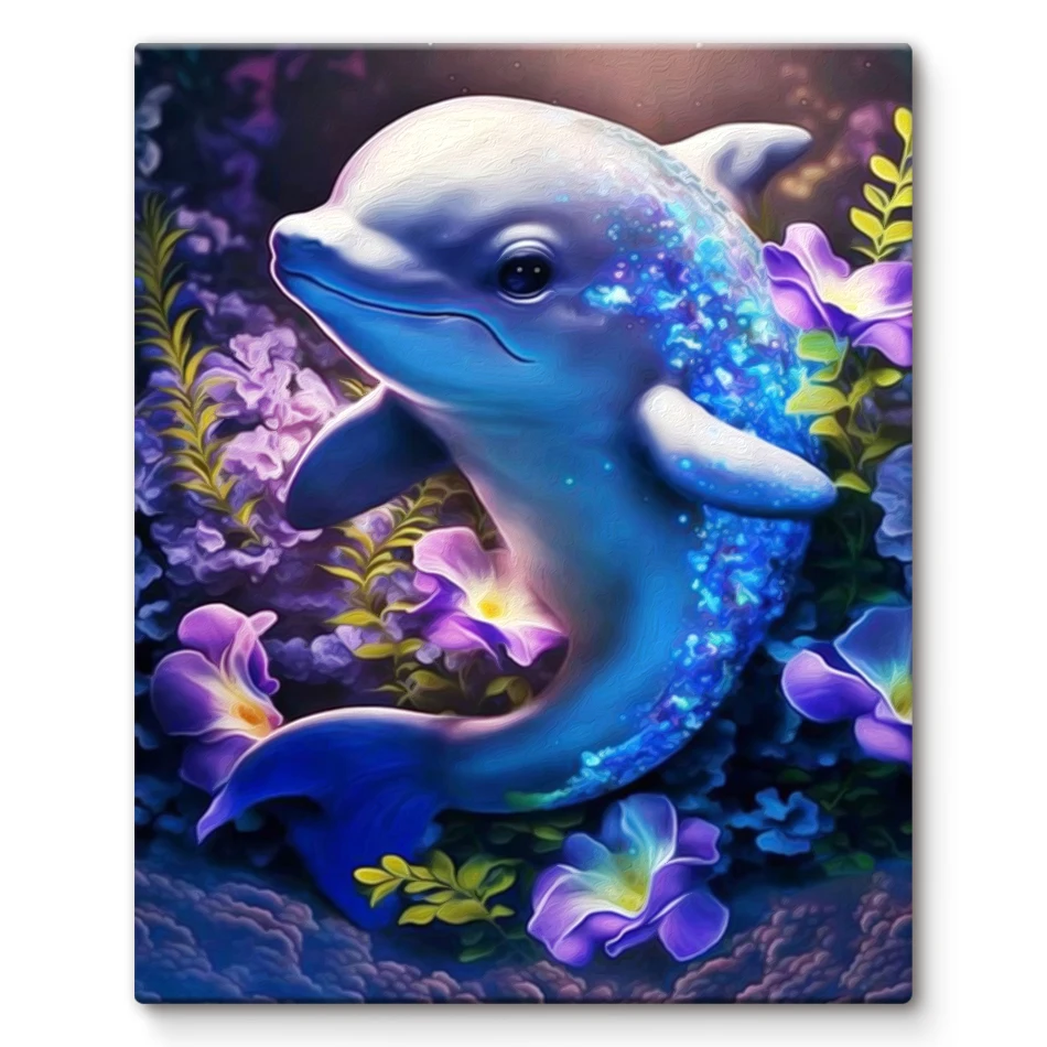 

SDOYUNO Paint By Numbers For Adults Animals Blue Dolphin Art Supplies Handwork Decorative Drawing By Numbers Oil Art Home Decor