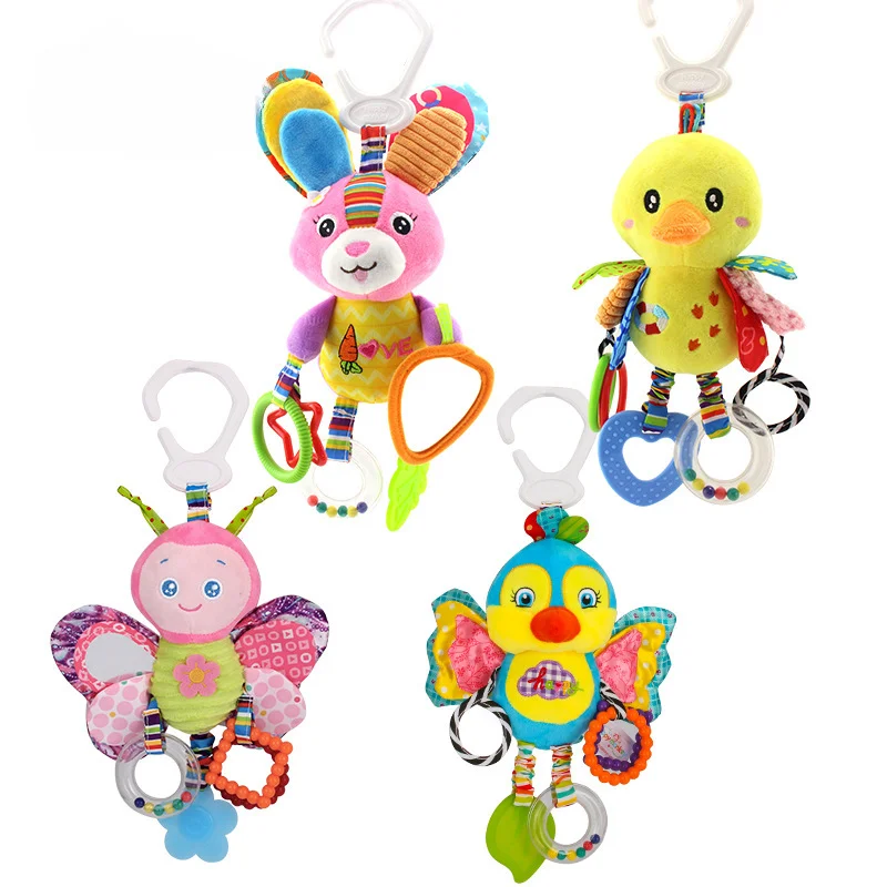 Soft Infant Crib Bed Stroller Mobile Hanging Rattle Baby Educational Toys Brain Developmental Hand Grip Cute Stuffed Animal Toys