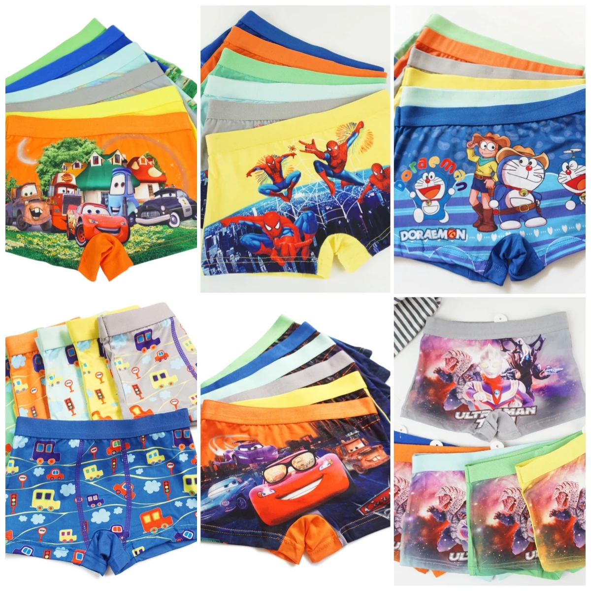 2pcs/Bag New Boys Underwear Cars Cartoon Boy Children Underwear Boxers Underpants Kids Panties Panty Briefs 2-7Years