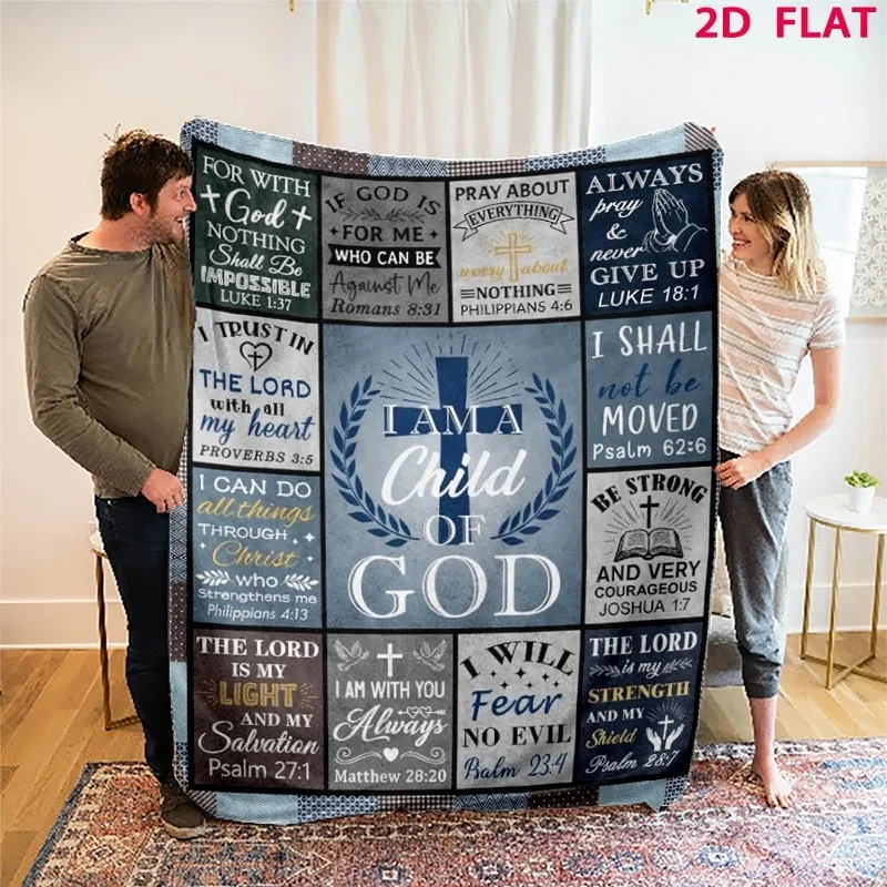 Christian Scripture Flannel Blanket Faith Bible Verse Cross Prayer Religious Throw Blanket Sofa Bed Couch Nap Blanket Church Home Decor Spiritual Room Decoration Christmas Birthday Gift Inspirational Encouragement Daily Faith Message Home Accent