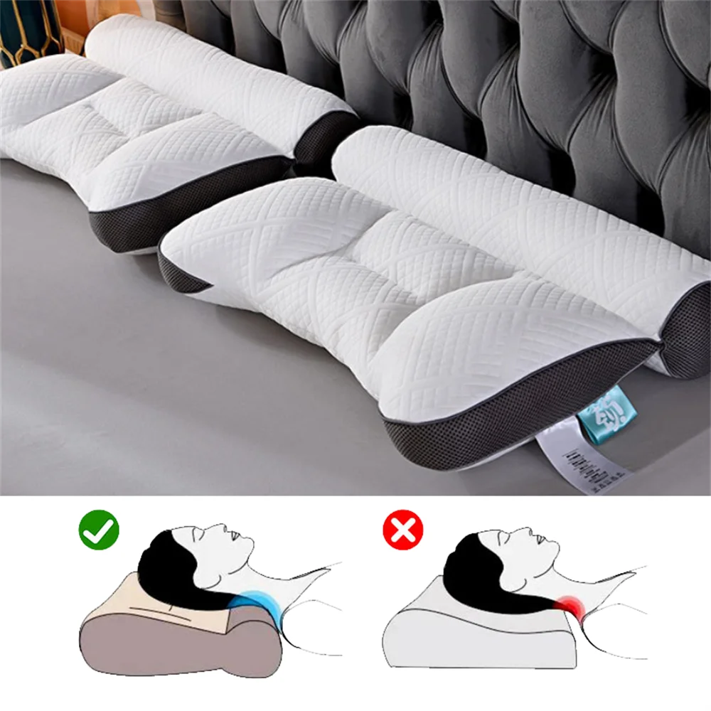 Almohada súper ergonómica de 40x60cm, almohada ortopédica de algodón con memoria, almohadas para dormir de rebote lento, relajación Cervical