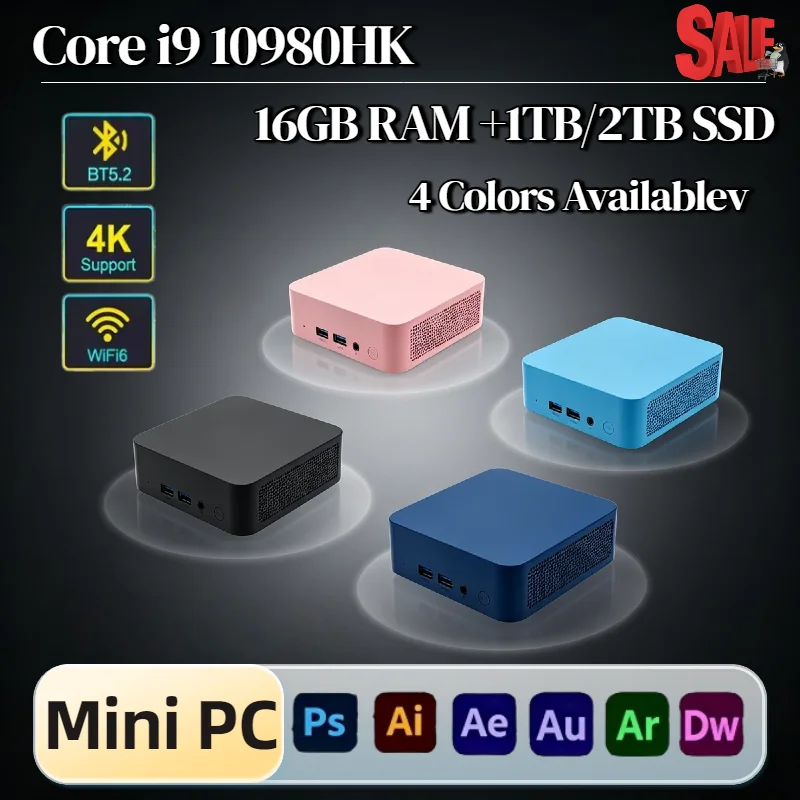 Intel Core i9 10980HK Mini PC 16GB RAM 1TB 2TB M.2 SSD WiFi 6 BT5.2 Low Power NVMe Desktop Computer Pro Max Unit