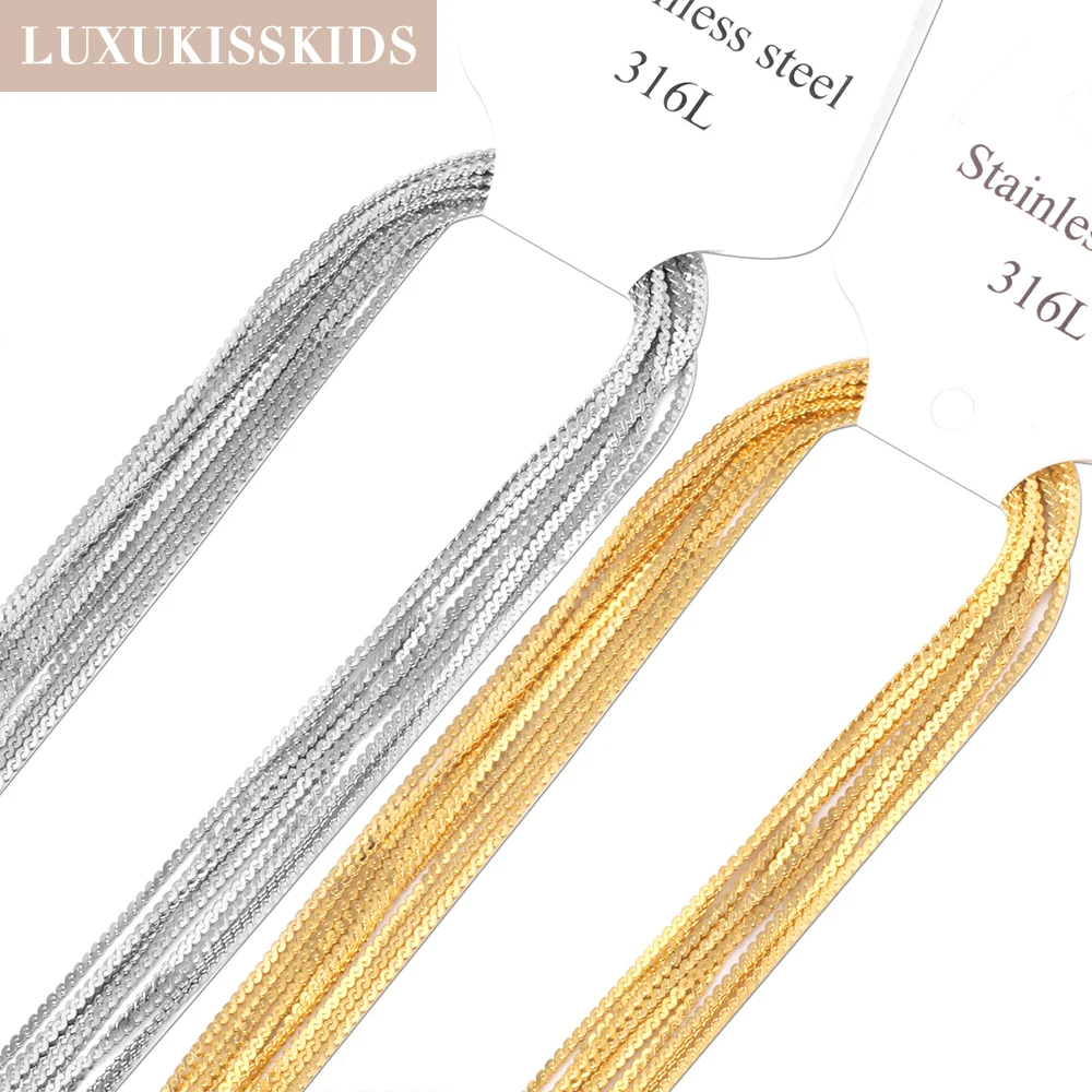 LUXUKISSKIDS Großhandel S-Ketten-Halskette zum Selbermachen, 1mm dünn, Edelstahl, wasserdicht, vergoldet, hochwertiger Basis-Schmuck – Detail 4