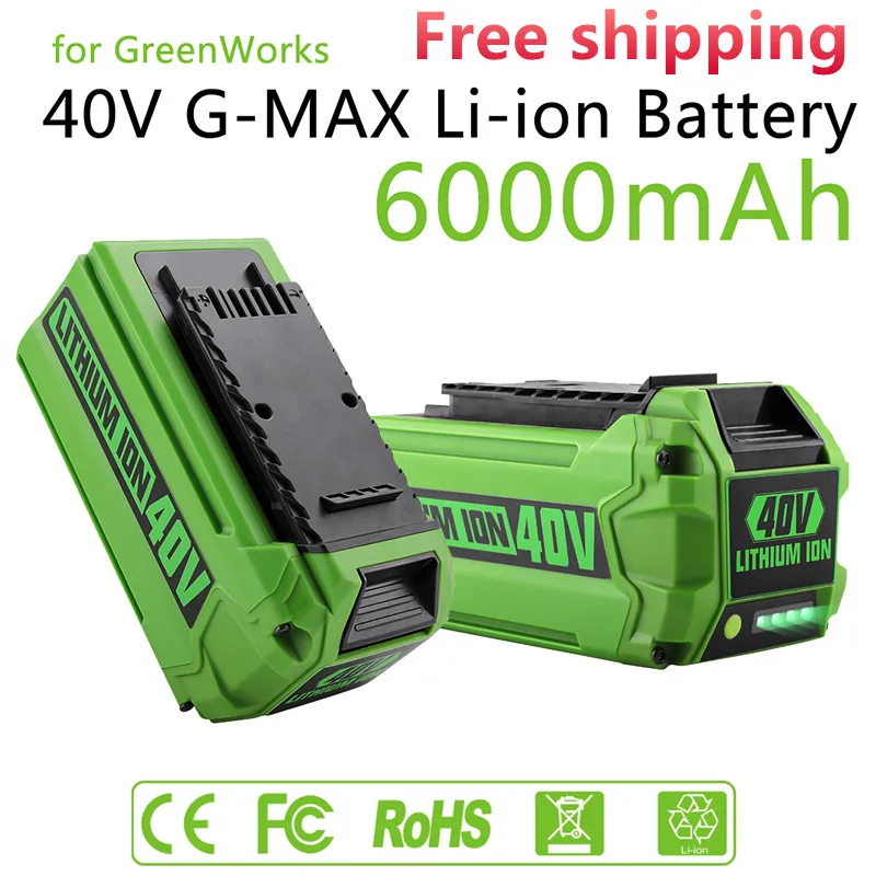 

Для Greenworks 40 В аккумуляторы 6 Ач GreenWorks G-MAX литий-ионный аккумулятор производитель сменный аккумулятор для газонокосилки электроинструменты