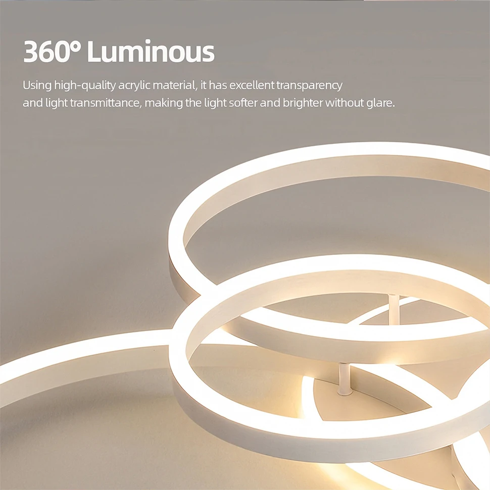 Home Ceiling Chandelier Modern Luxury Ring Ceiling Lamp Nordic Minimalist Lighting Smart Remote Control Ceiling Light Fixture