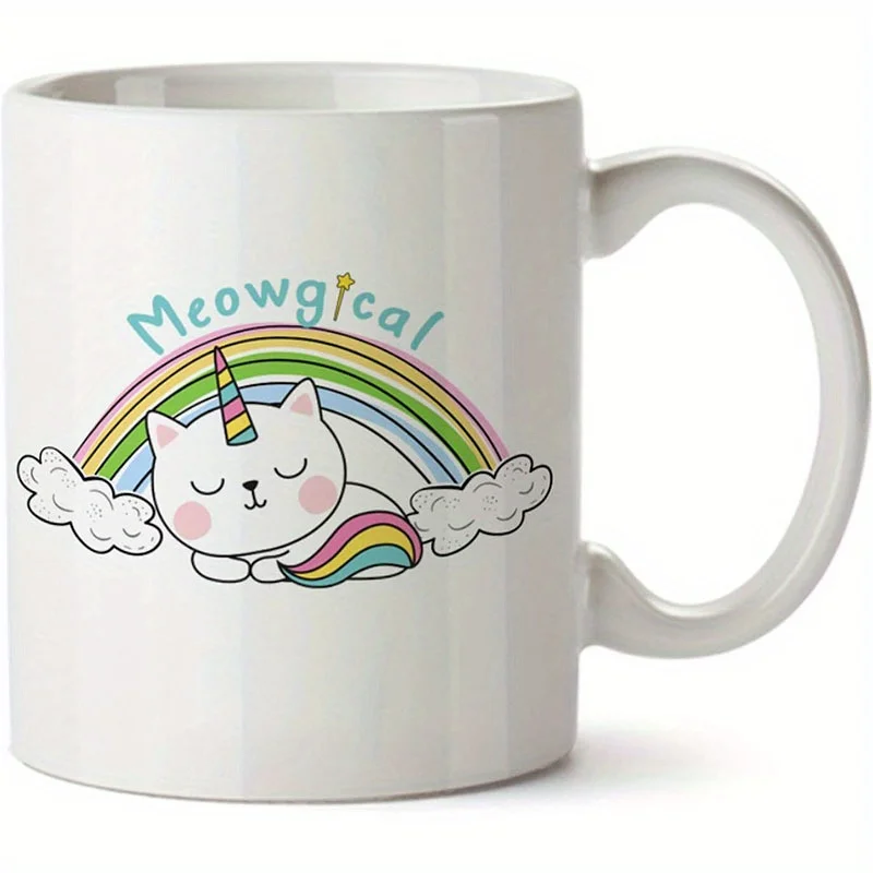 

Unicorn Cat Coffee Mug 11oz – "MEOWGICAL" Rainbow Design, Cute Gift for Cat Lovers Her, Dishwasher & Microwave Safe