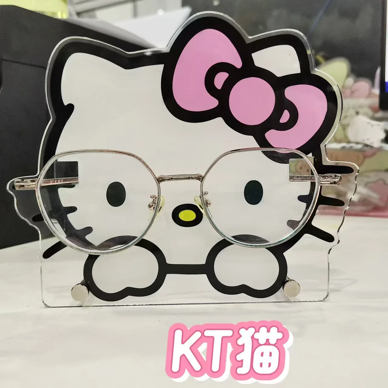 Cute Sanrios Hellokittys Acrylic Anime Figure Glasses Stand High-looking Desktop Decoration Stand Glasses Storage Display Rack