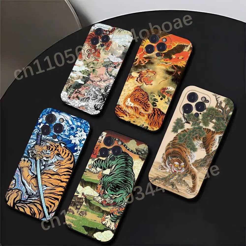 

J-Japanese Ukiyo-e Tiger Phone Case For iPhone 17,16,15,14,13,12,11,Pro,MAX,Plus TPU Soft To Skin-friendly Cover