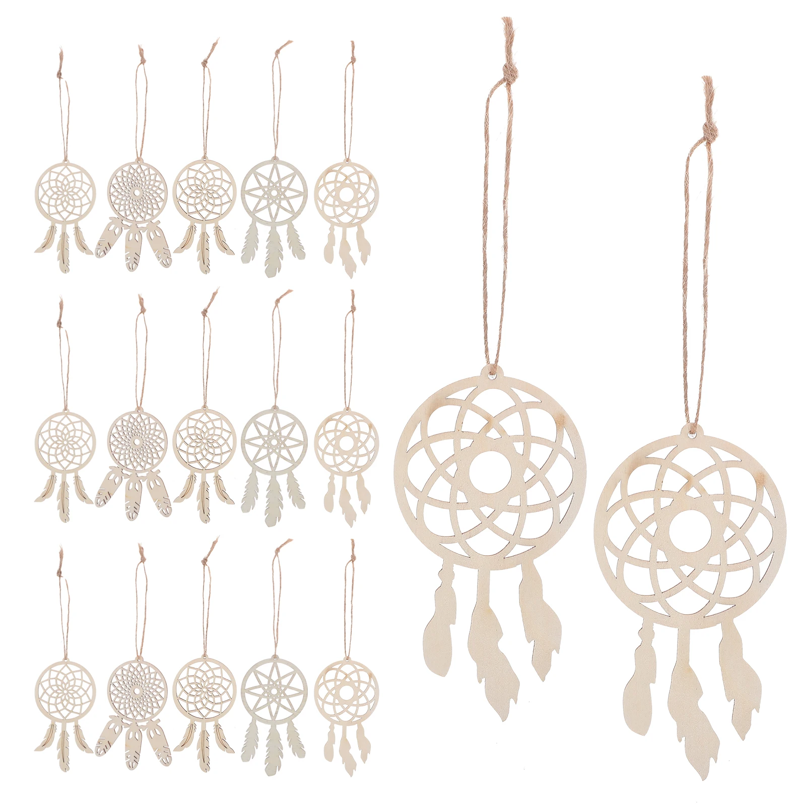 

50Pcs Wooden Dreamcatcher Kit Unfinished DIY Boho Wall Hanging Decor Bedroom Dorm Craft Painting Supplies Dreamcatcher Kit