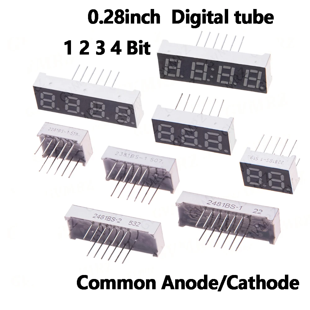 2PCS/5PCS Digital tube Common AnodeCathode Red 1 2 3 4 Bit digital Tube 0.28inch LED Display 7 segment 2bit Anode/2bit Cathode
