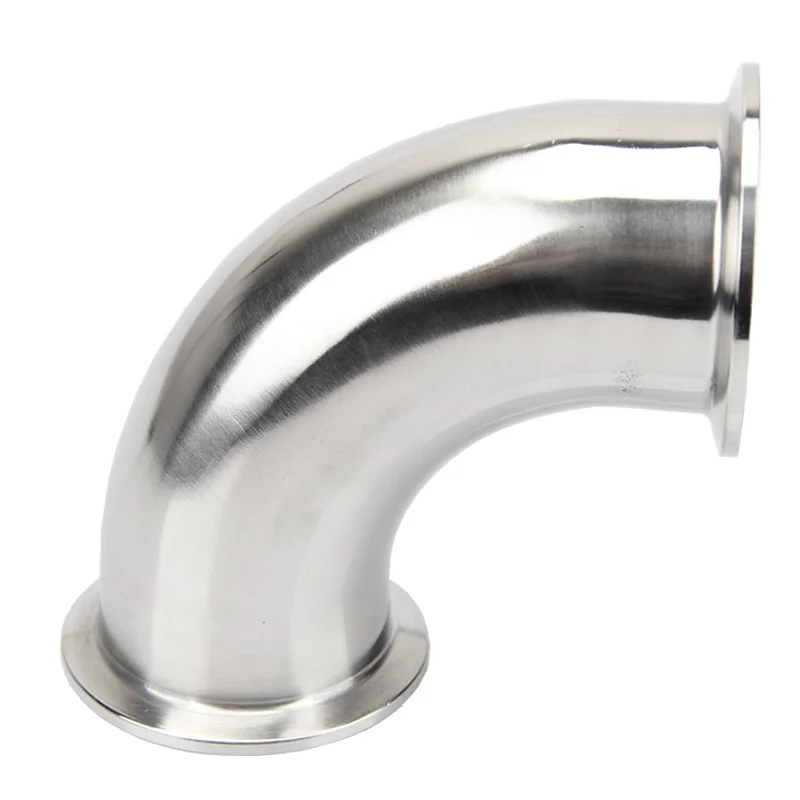 304 Stainless Steel Sanitary 19-51mm Elbow Fitting 3/4'' 1'' 2'' OD Tri Clamp 50.5mm/64mm Ferrule Flange 90 Degree Beer Homebrew