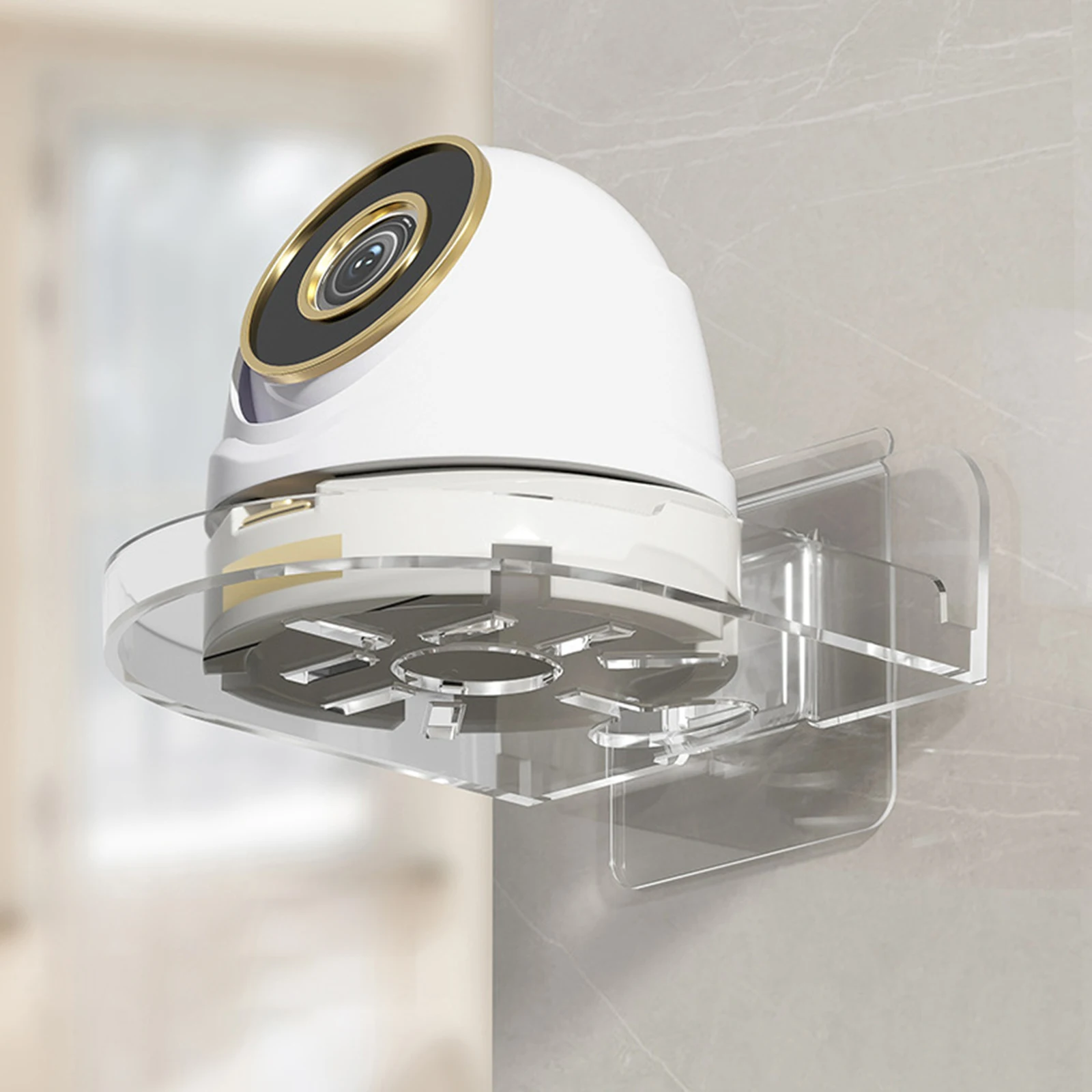 

2Pcs Security Camera Support Brackets Wall Mount Floating Shelves Acrylic No Drill Small Shelf for Bathroom Kitchen Bedroom