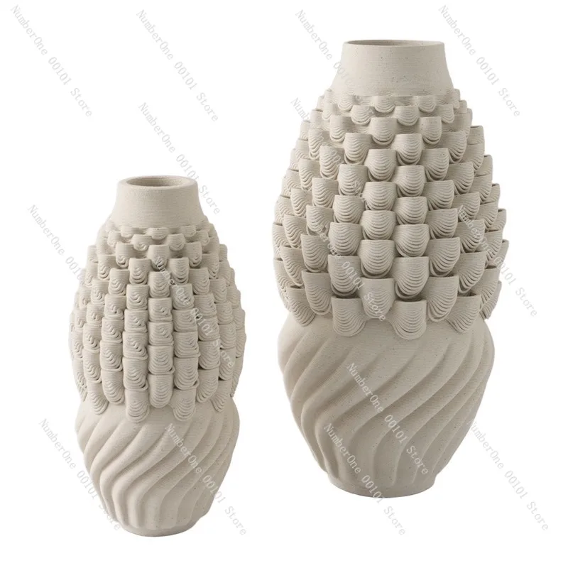 Modern Minimalist Creative 3D Printed Ceramic Vase Irregular Art Flower Holder Home Living Room Sample Room Tabletop Decoration
