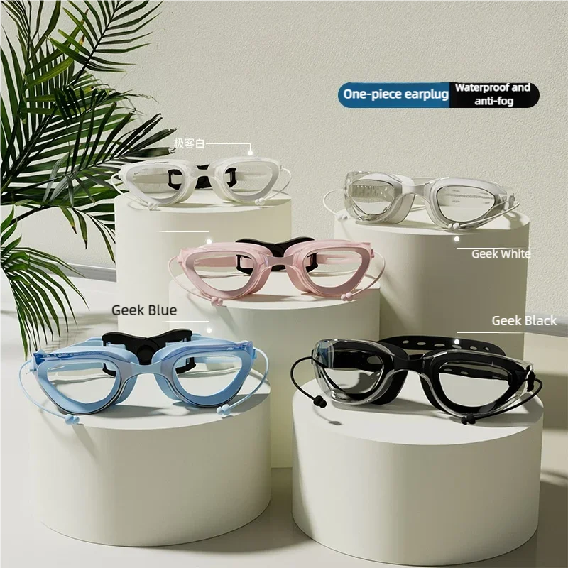 

Очки для плавания высокой четкости для мужчин и женщин, противотуманные очки для плавания, очки в большой оправе, удобные силиконовые очки