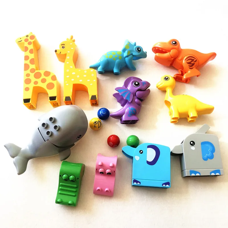Large Animal Marble Run Building Blocks Slide Part Dinosaur Whale Giraffe Elephant Crocodile Compatible Size