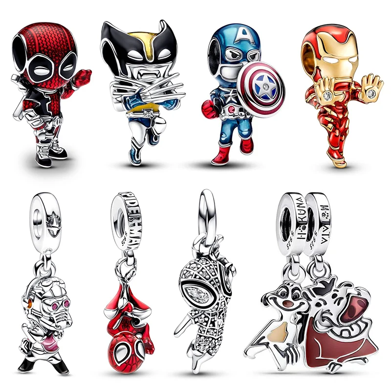 Disney Marvel Deadpool Wolverine Charm Beads Fits Pandora Bracelets For New in Women Luxury DIY Pendants Bead Jewelry Gifts 2024