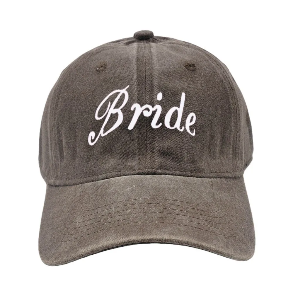 Retro bride groom Embroidery Baseball Cap Soft Top Washed Cotton Baseball Hats Adjustable Sunscreen Hats For Man Women