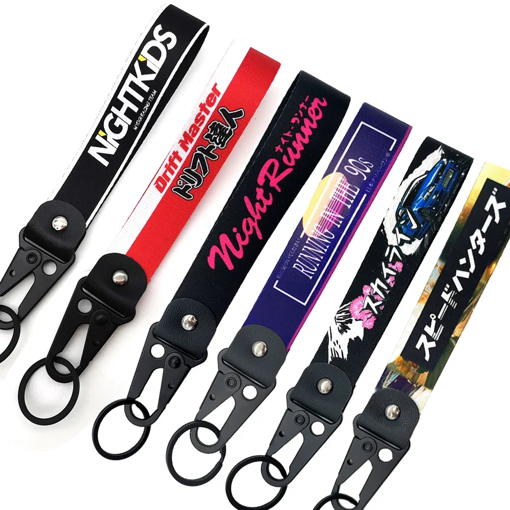 

Jdm Style Car Keychain Nylon Gift Lanyard Keyring Auto Key Steel Spring Clip Key Starp Performance Speed Cultural Key Pendant