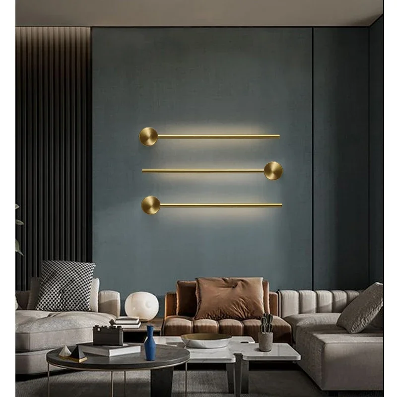 Nordic Art Design Minimalist Long Line Wall Lamps Modern Simple Living Room Room DecorationLuxury Hotel High-end Wall Lamp