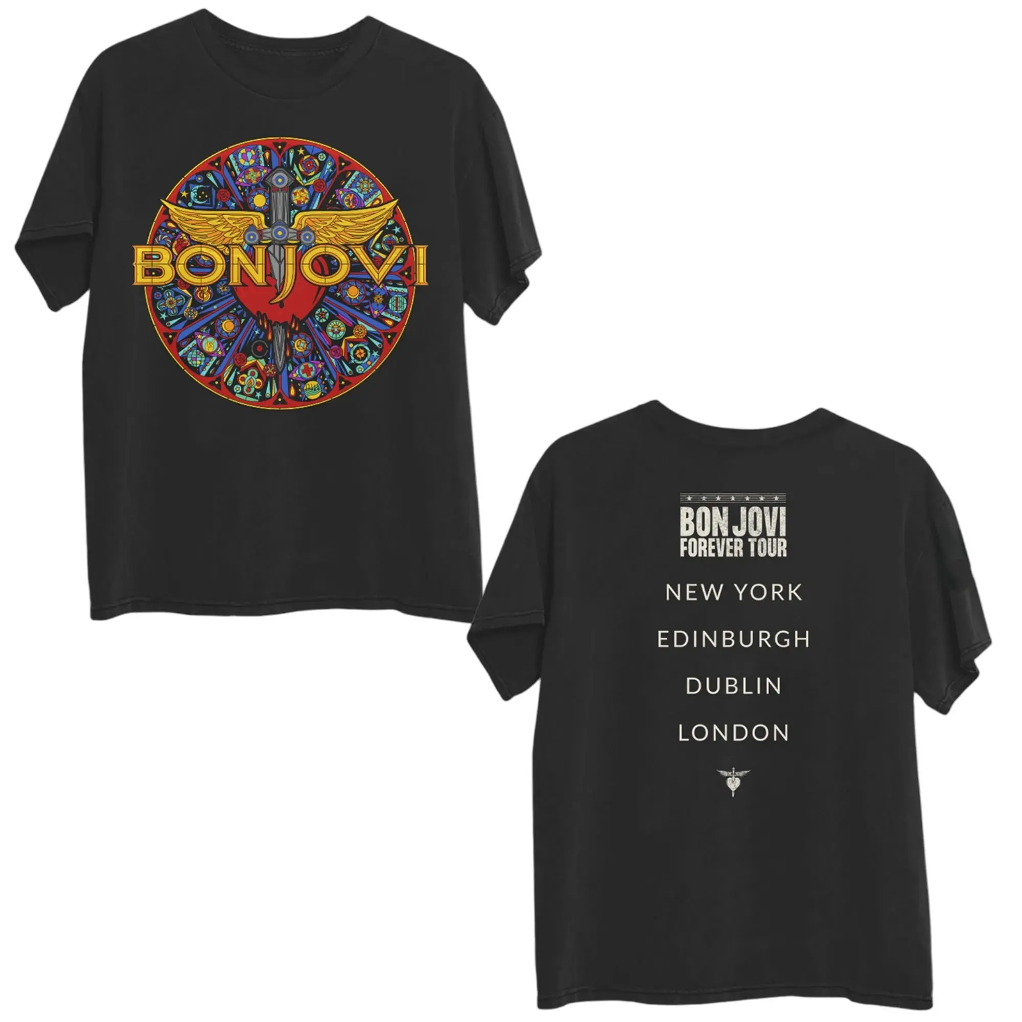 Vintage Rock T-Shirts Y2k Bon Jovi Forever Tour 2026 Grafik New Jersey Sommer T-Shirt Beliebte Oversized Tops Lässiges Loses T-Shirt – Detail 6