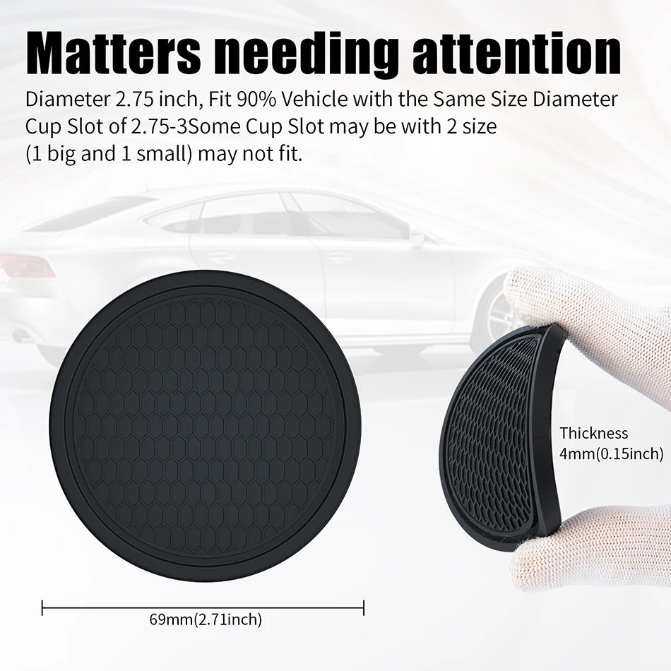 Car Cup Holder Coaster, Universal Auto Anti Slip Cup Holder Insert Coaster, Car Interior Accessories Black