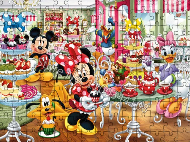 Disney Princess Cartoon Jigsaw Puzzle Mickey Mouse 300/500/1000 Pcs Wooden Puzzles Adult Decompression Children's Handmade Toys