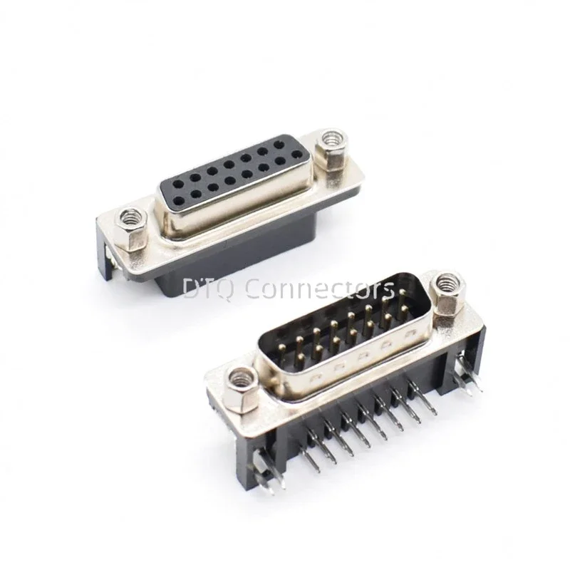 DR15 DB15 D-SUB Angle Angled 15 Pin Female Male PCB Mount Socket Connector