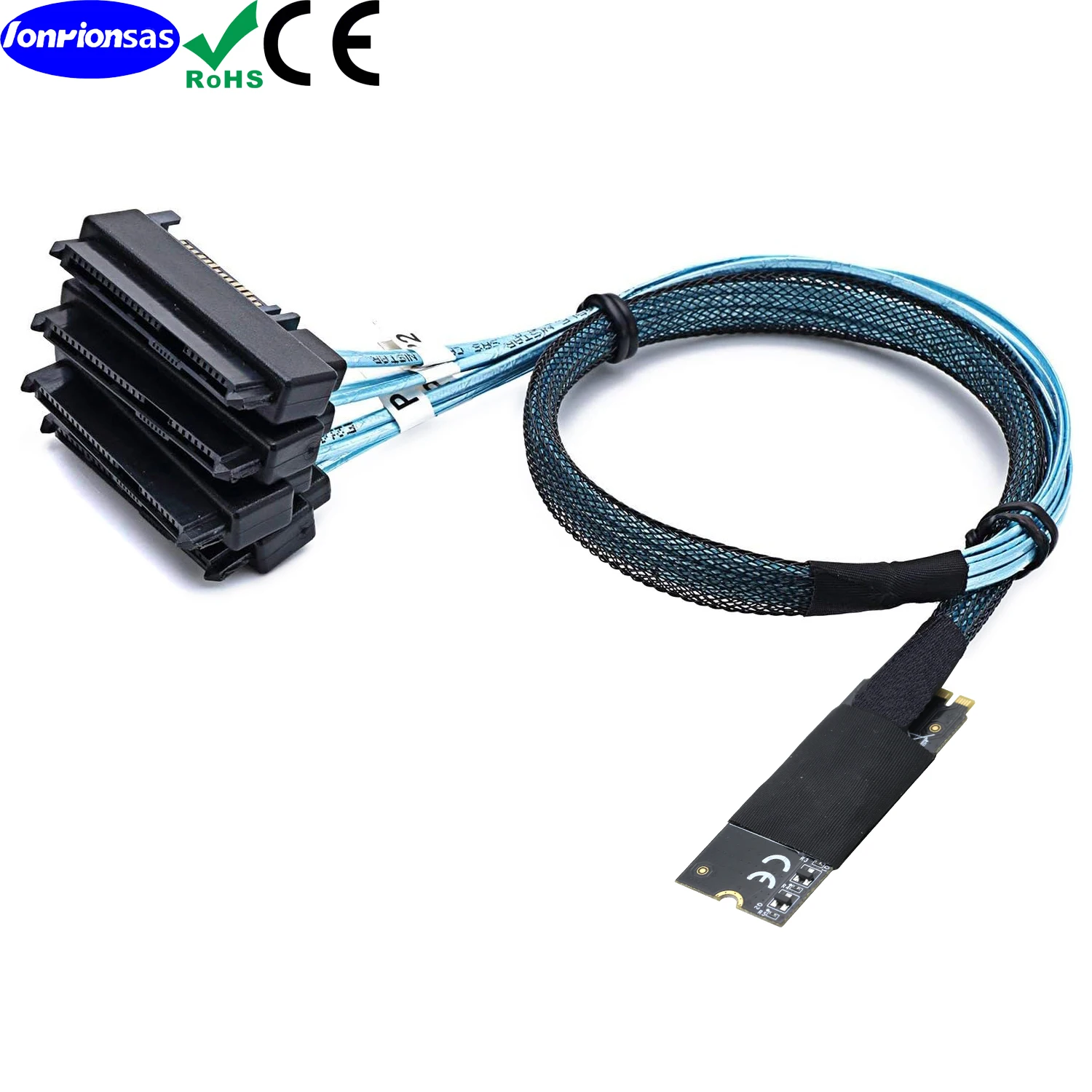 M.2 SFF-8643 to 4X SAS SFF-8482 2 in 1 NVME PCIe SSD Adapter & Cable for Mainboard Intel SSD 750 p3600 p3700