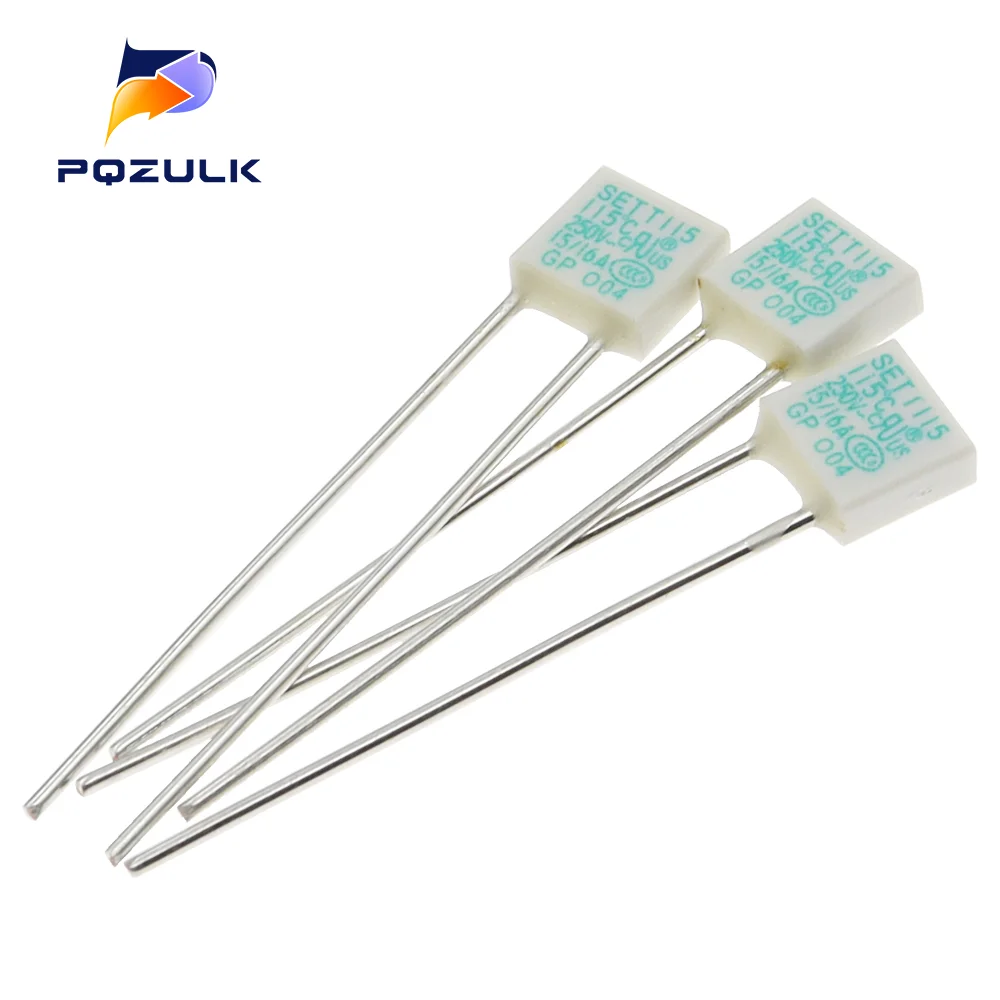 10PCS SET Square Temperature Protector Temperature fuse 10A 15A 115 136 Degrees Temperature switch