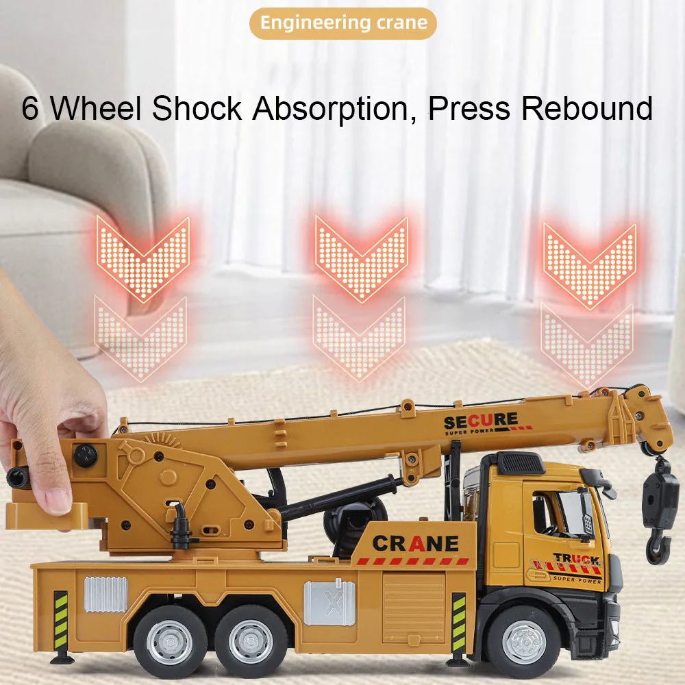 Camión mezclador de grúa de aleación 1:24, modelo fundido a presión, vehículo volquete, juguetes, puertas de coche, luz de sonido abierta, juguete en miniatura extraíble, regalo para niños