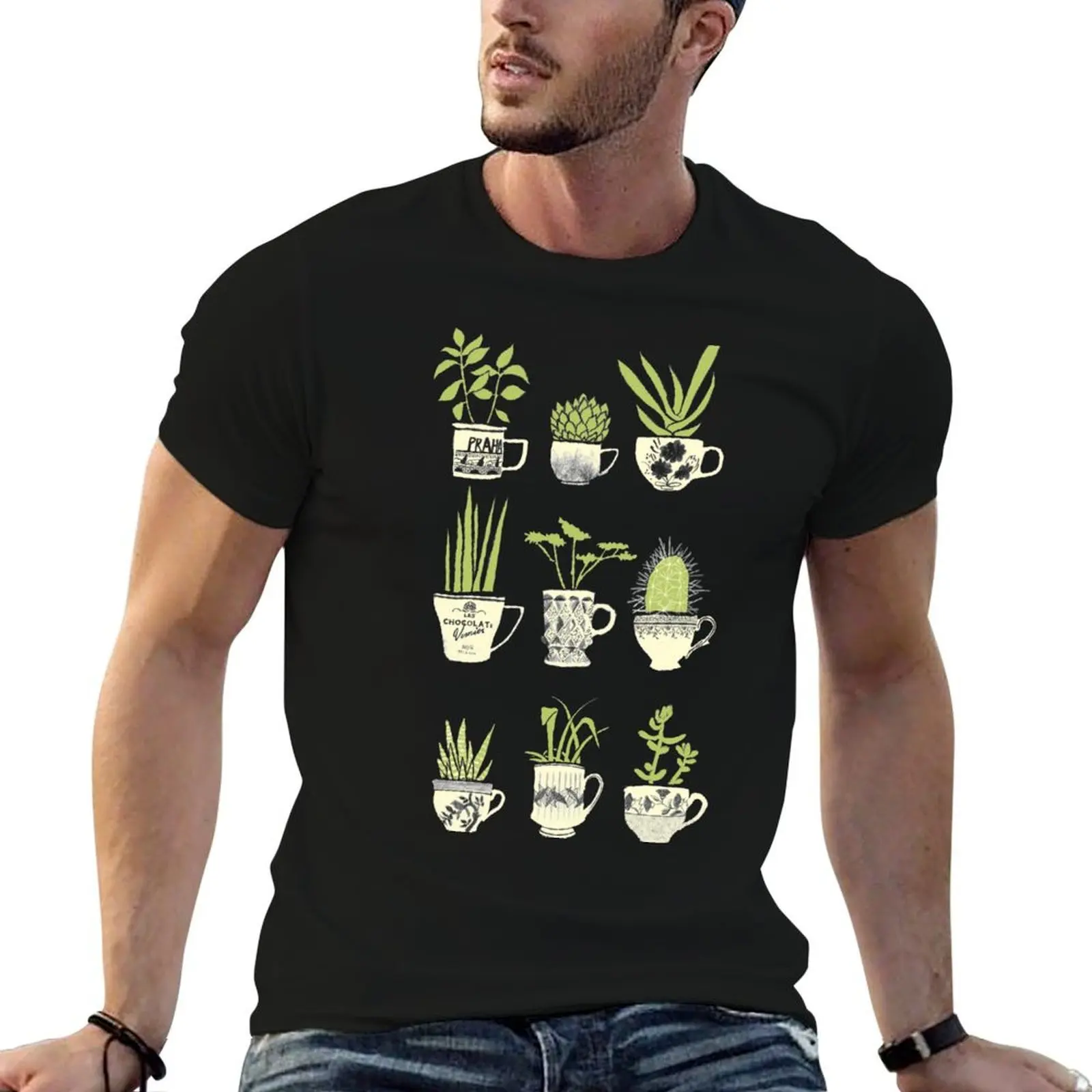 Teacup Succulents T-Shirt Casual Holiday Short Sleeve Tee