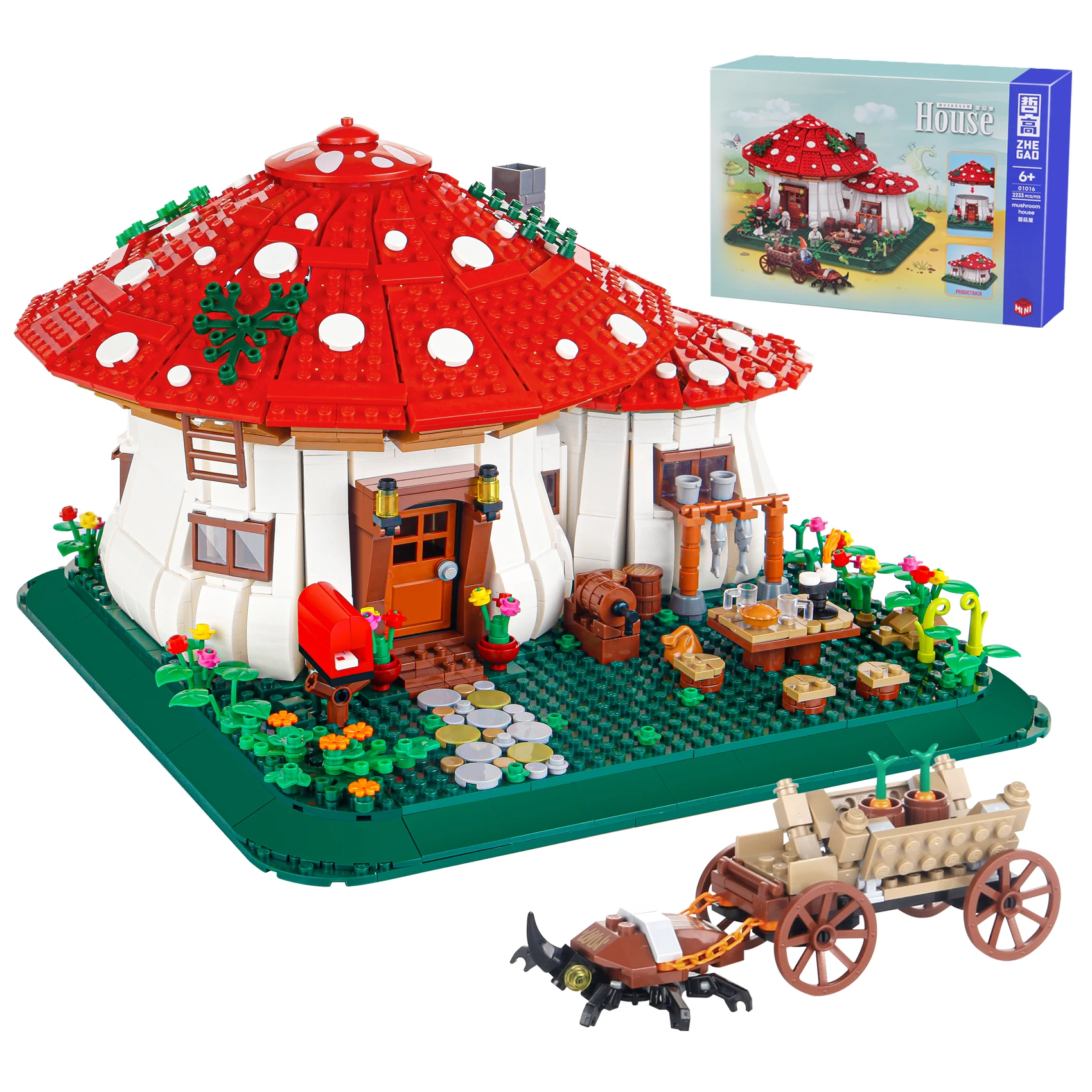 2233PCS Creative Fairy Tale World Mushroom House Building Blocks With Figures Assemble Bricks Toys Gift For Kids Children