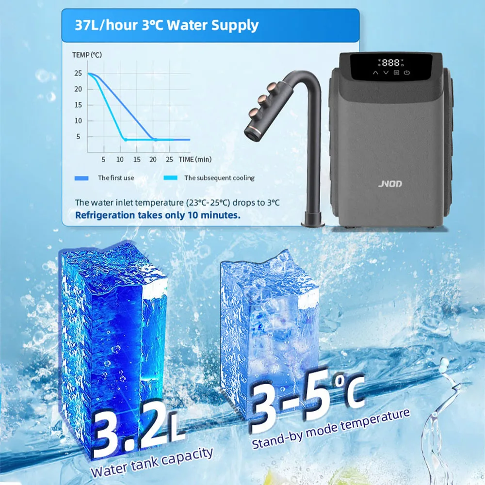 Two Handle Fizzy Water Tap Under Sink 5 in 1 Kitchen Faucet Instant Hot Cold Sparkling Water Tap Chilled and Boiling Water Tap