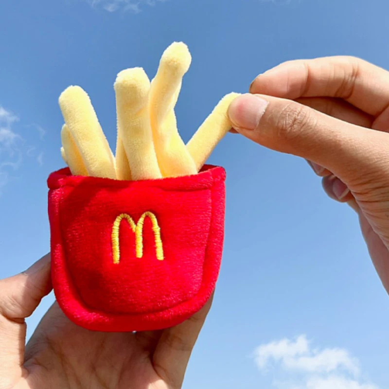 Cute French Fries Plush Pendant Keychain Couple Bag Pendant Creative Doll Small Doll Plush Toy Party Gift