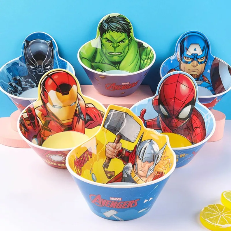 

Cartoon Spider-Man 3D Modeling Small Bowl The Avengers Household Anti-scald and Anti-fall Baby Food Reusable Plastic Tableware