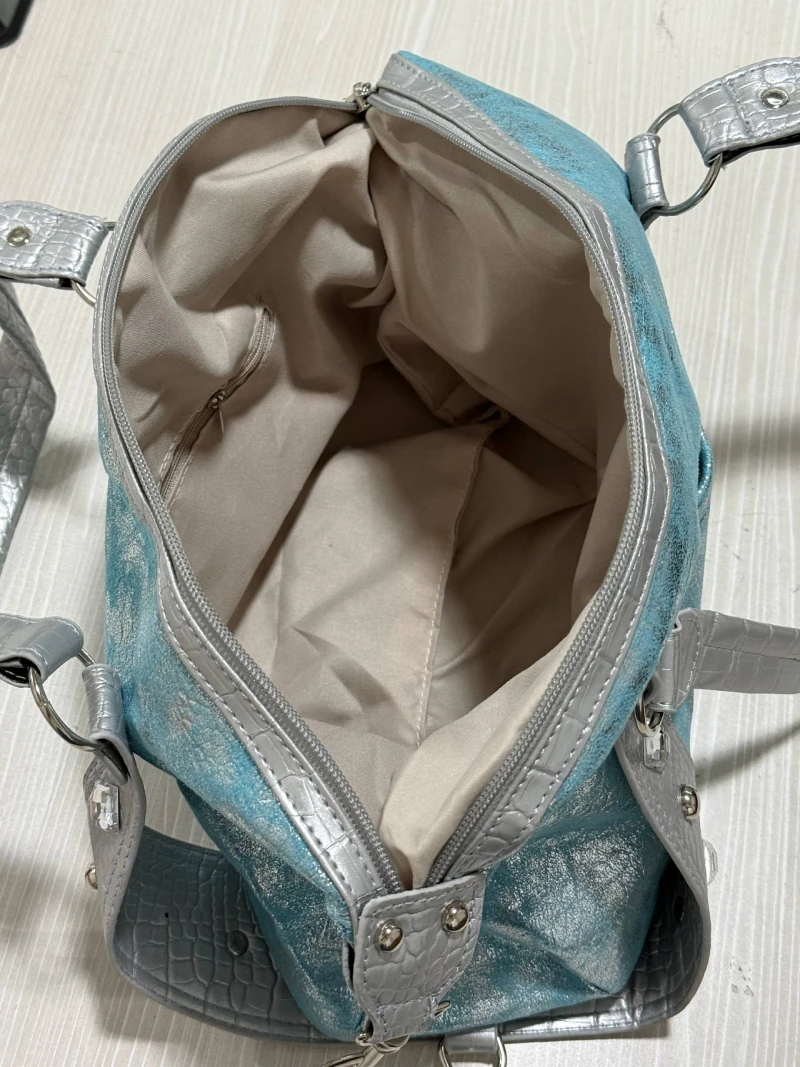 Marken-Retro-Y2K-Schultertasche Hochwertige Nischen-Motorradtasche mit Nieten Krokodilmuster Große Kapazität Denim-Canvas-Pendler-Tragetasche – Detail 25