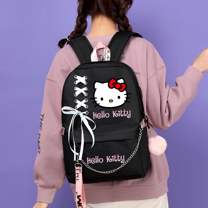 Sanrio Anime Hello Kitty Backpack Girls Back To School Backpack Cartoon Kawaii Student School Mochila Escolar Bag Childr Bookbag